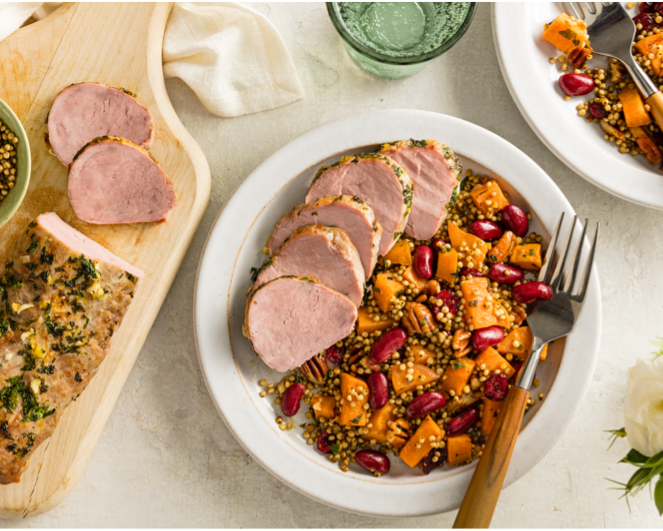 Lemon-Garlic Tenderloin with Warm Sorghum Salad