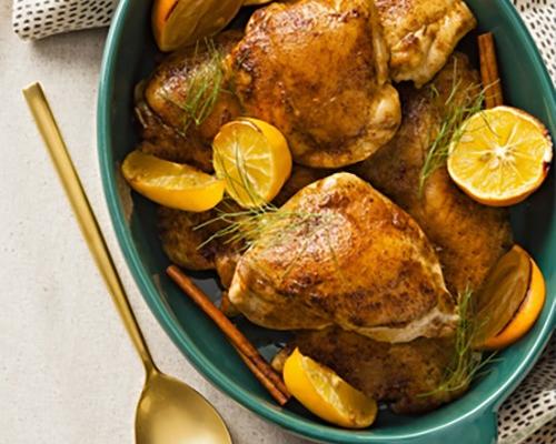 Spice-Rubbed Roasted Chicken Thighs With Lemons