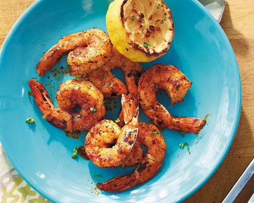 Spiced Shrimp With Grilled Lemon